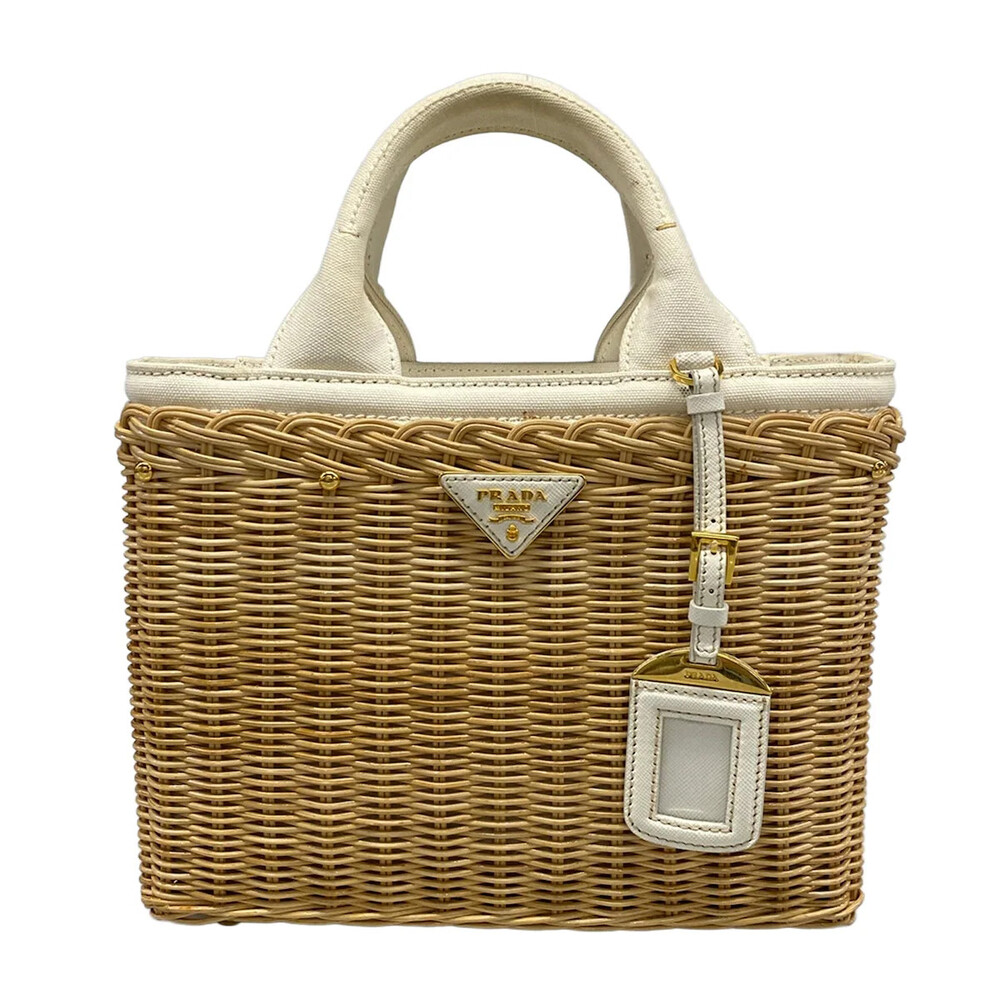 Prada Medium Wicker Canvas Tote Bag #343573P13B